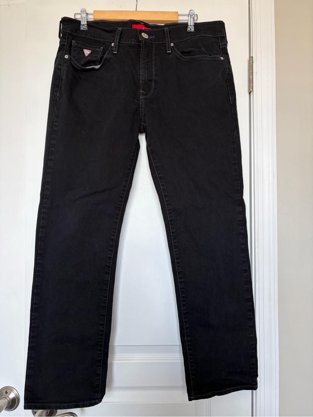 Guess Mens Slim Straight Jeans Washed Black Stretch Denim 34x30 Los Angeles